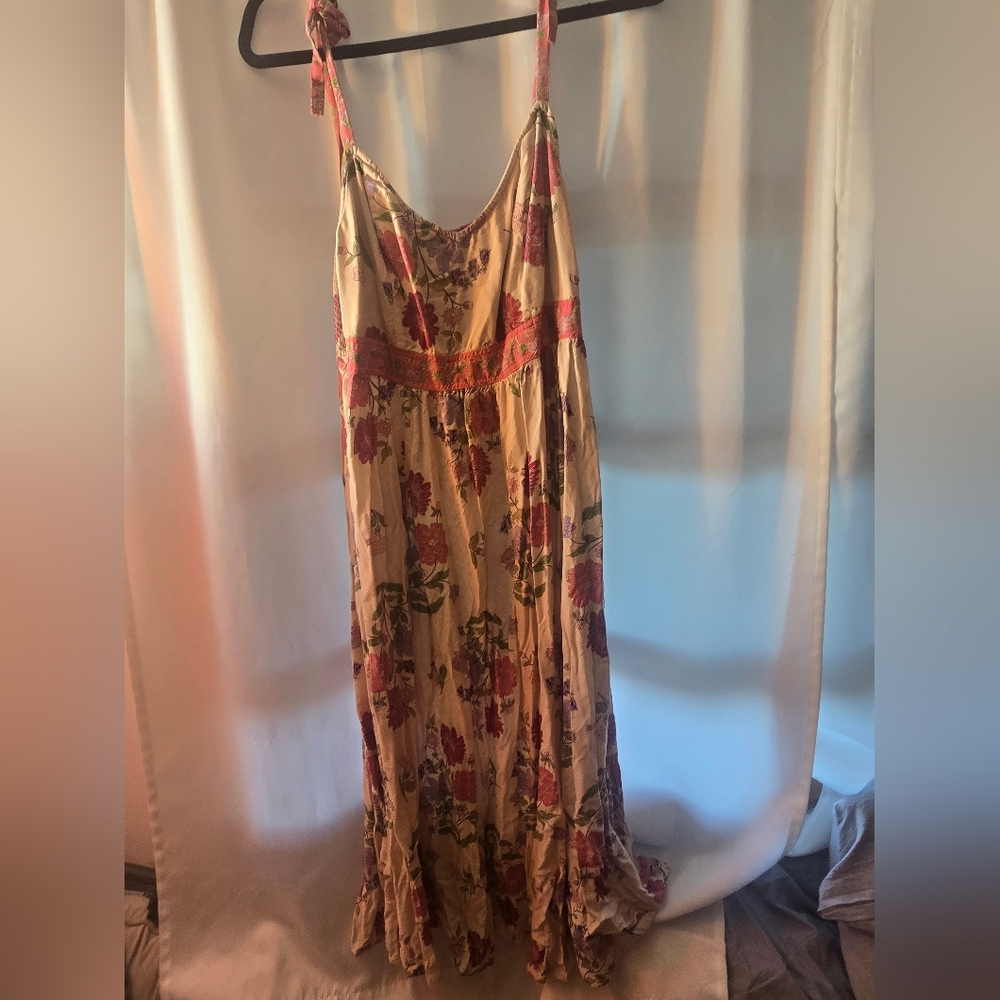 Patrons of Peace Floral Maxi Dress - Cream and Pink